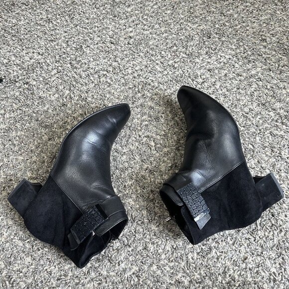 Beautifeel Ankle Boots Suede Black Leather Low Block Heel Classy Zip 36 US 5-5.5 - Picture 7 of 10